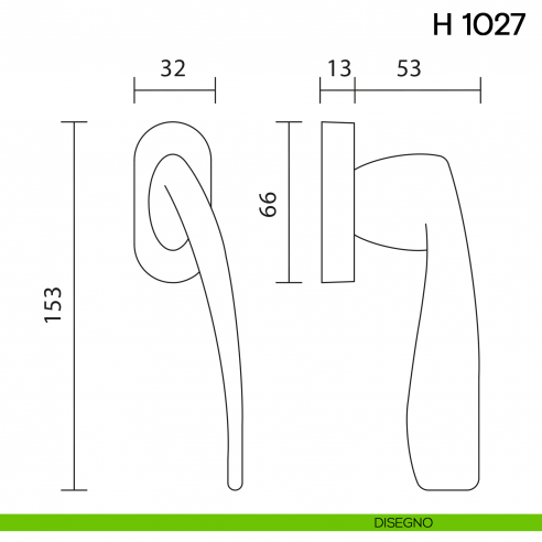 Maniglia per finestra martellina DK H 1027 Valli collezione Lab disegno