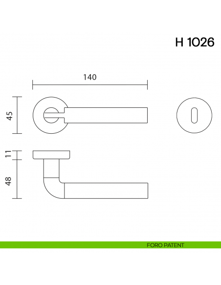 Maniglia per porta H 1026 Valli collezione Fusital foro patent