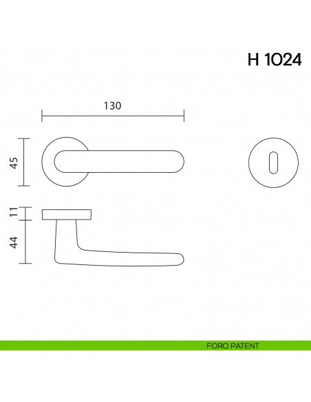 Maniglia per porta H 1024 Valli collezione Lab foro patent