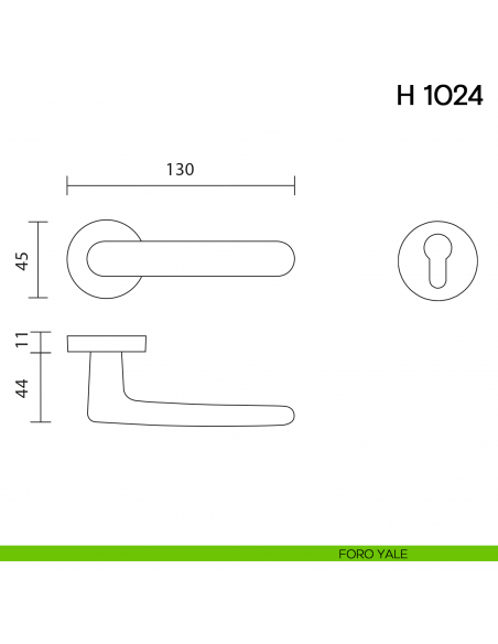 Maniglia per porta H 1024 Valli collezione Lab foro yale