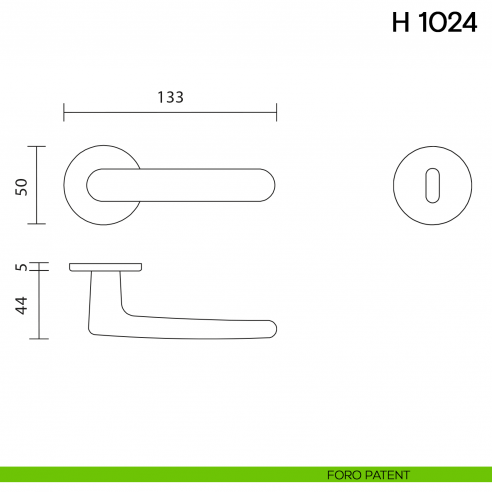 Maniglia per porta H 1024 Valli collezione Lab con rosetta fine foro patent