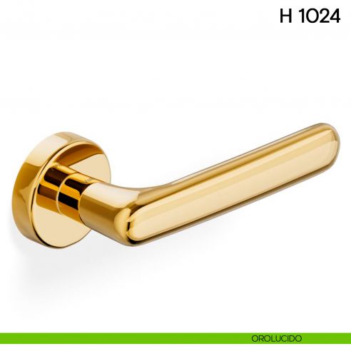 Maniglia per porta H 1024 Valli collezione Lab con rosetta fine orolucido
