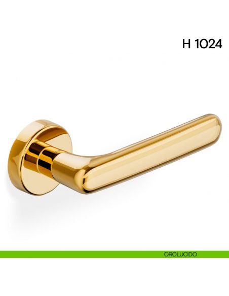 Maniglia per porta H 1024 Valli collezione Lab con rosetta fine orolucido