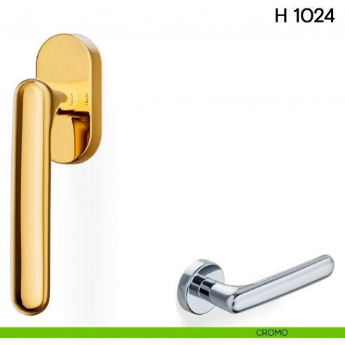 Maniglia per finestra martellina DK H 1024 Valli collezione Lab con rosetta fine cromo