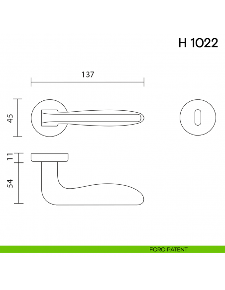 Maniglia per porta H 1022 Valli collezione Lab foro patent