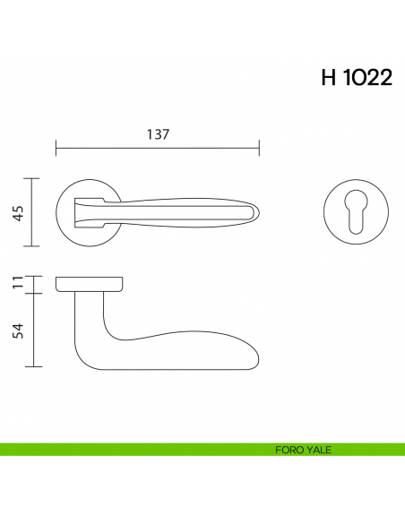 Maniglia per porta H 1022 Valli collezione Lab foro yale