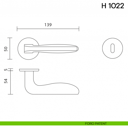 Maniglia per porta H 1022 Valli collezione Lab con rosetta fine foro patent