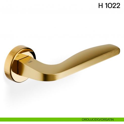Maniglia per porta H 1022 Valli collezione Lab con rosetta fine orolucido orsatin