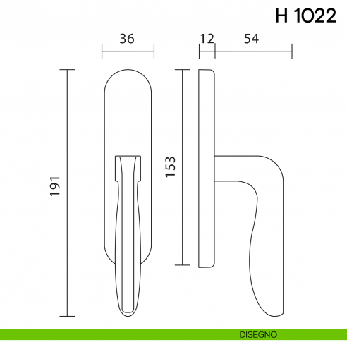 Maniglia per finestra cremonese H 1022 Valli collezione Lab disegno