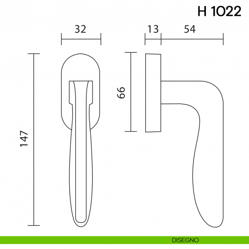 Maniglia per finestra martellina DK H 1022 Valli collezione Lab disegno