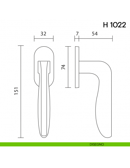 Maniglia per finestra martellina DK H 1022 Valli collezione Lab con rosetta fine disegno