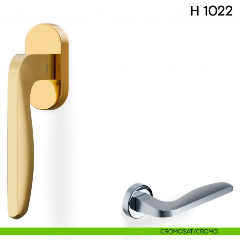 Maniglia per finestra martellina DK H 1022 Valli collezione Lab con rosetta fine cromo cromosat