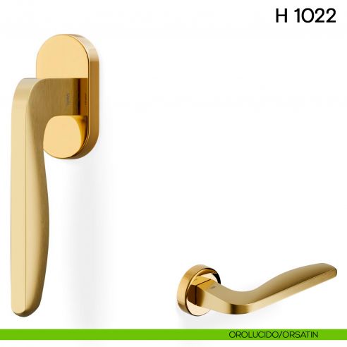 Maniglia per finestra martellina DK H 1022 Valli collezione Lab con rosetta fine orolucido orsatin