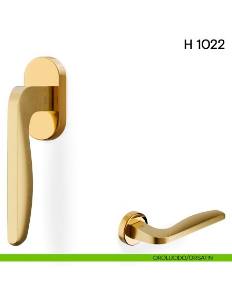 Maniglia per finestra martellina DK H 1022 Valli collezione Lab con rosetta fine orolucido orsatin
