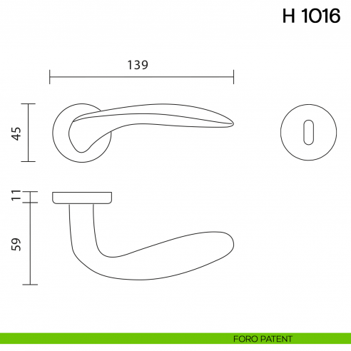 Maniglia per porta H 1016 Valli collezione Lab foro patent