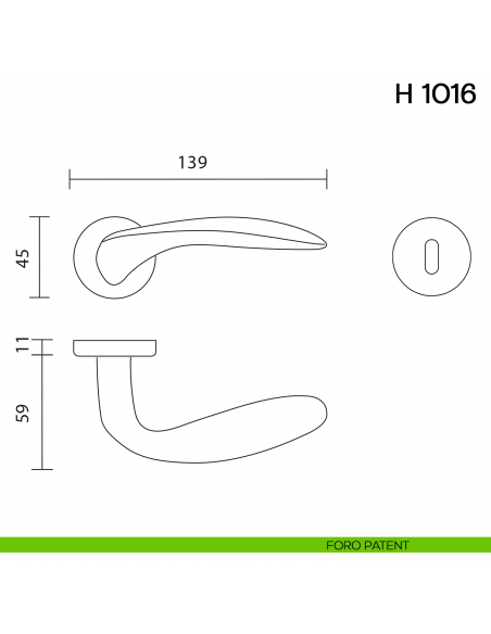Maniglia per porta H 1016 Valli collezione Lab foro patent