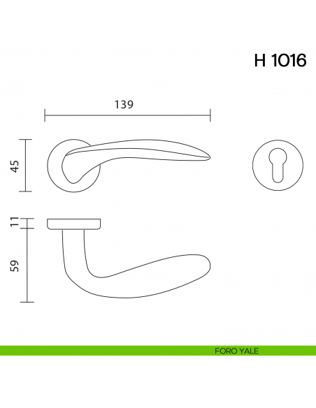 Maniglia per porta H 1016 Valli collezione Lab foro yale