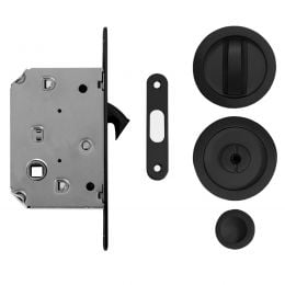 Maniglia per porta scorrevole tonda con nottolino nero opaco