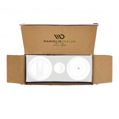 Maniglia per porta scorrevole tonda con nottolino bianco opaco