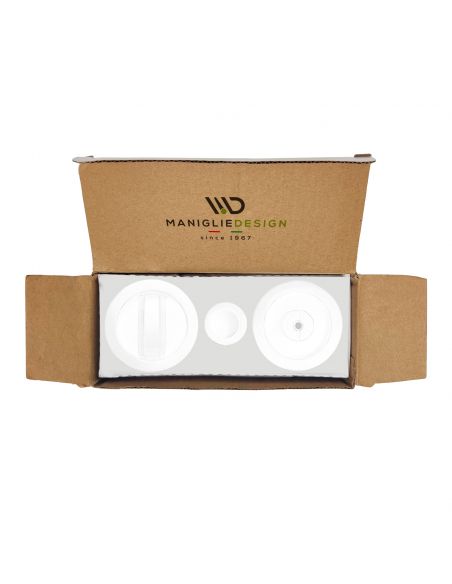 Maniglia per porta scorrevole tonda con nottolino bianco opaco