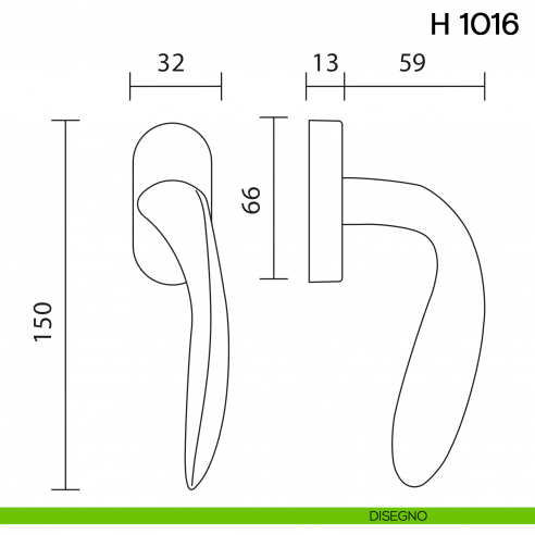 Maniglia per finestra martellina DK H 1016 Valli collezione Lab disegno