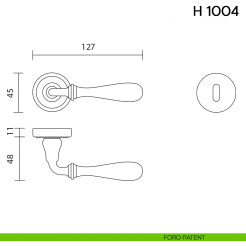 Maniglia per porta H 1004 Valli collezione Lab foro patent