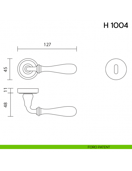 Maniglia per porta H 1004 Valli collezione Lab foro patent