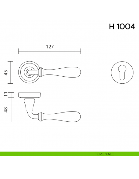 Maniglia per porta H 1004 Valli collezione Lab foro yale