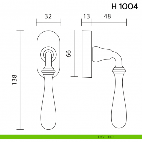 Maniglia per finestra martellina DK H 1004 Valli collezione Lab disegno