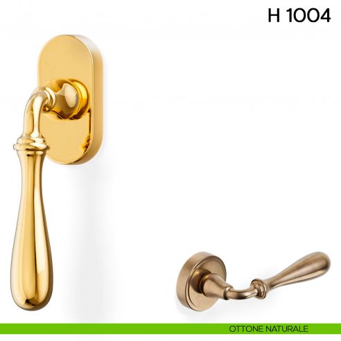 Maniglia per finestra martellina DK H 1004 Valli collezione Lab ottone naturale