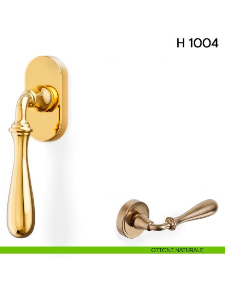Maniglia per finestra martellina DK H 1004 Valli collezione Lab ottone naturale