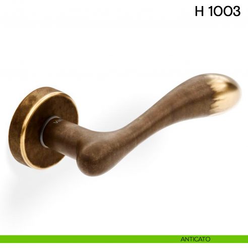 Maniglia per porta H 1003 Valli collezione Fusital con rosetta fine anticato