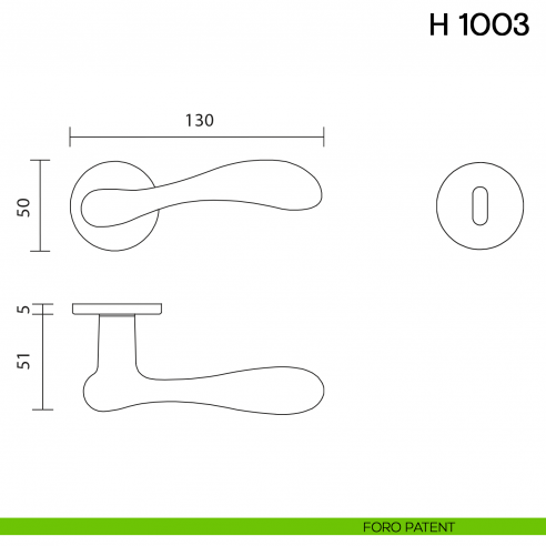 Maniglia per porta H 1003 Valli collezione Fusital con rosetta fine foro patent