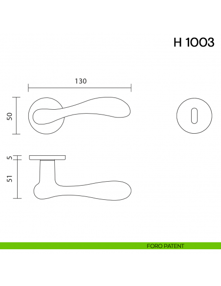 Maniglia per porta H 1003 Valli collezione Fusital con rosetta fine foro patent