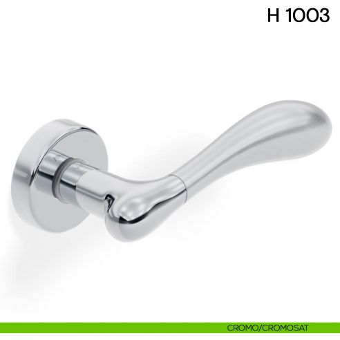 Maniglia per porta H 1003 Valli collezione Fusital con rosetta fine cromo - cromosat