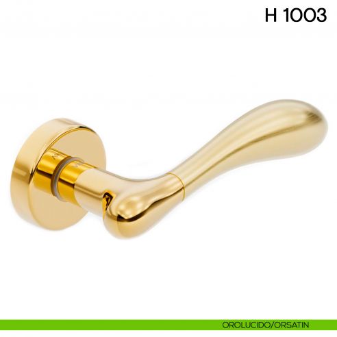 Maniglia per porta H 1003 Valli collezione Fusital con rosetta fine orolucido - orsatin