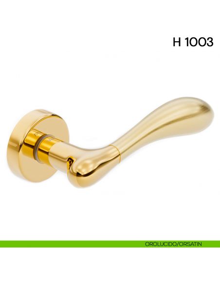 Maniglia per porta H 1003 Valli collezione Fusital con rosetta fine orolucido - orsatin