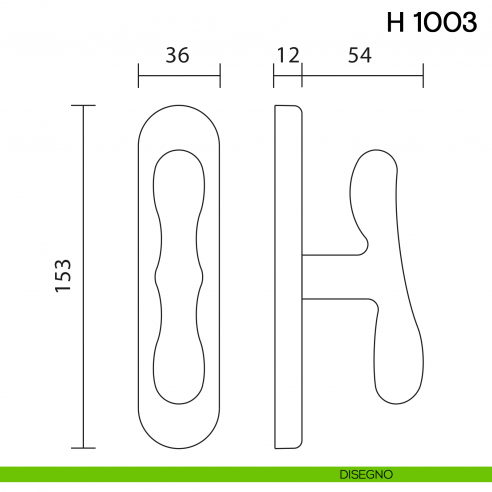 Maniglia per finestra cremonese H 1003 Valli collezione Fusital disegno