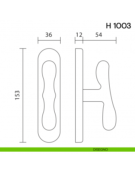 Maniglia per finestra cremonese H 1003 Valli collezione Fusital disegno