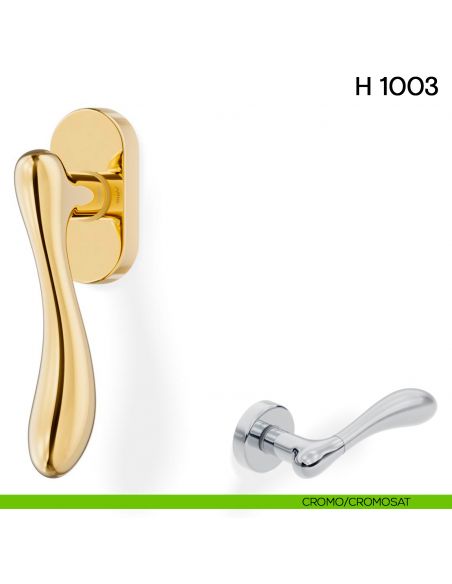Maniglia per finestra martellina DK H 1003 Valli collezione Fusital con rosetta fine cromo - cromosat