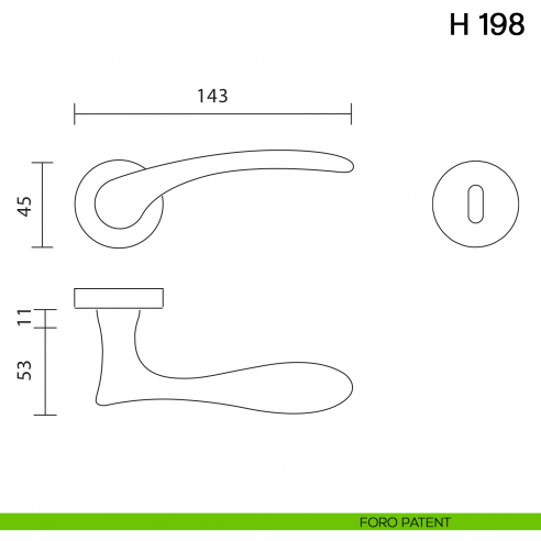 Maniglia per porta H 198 Valli collezione Fusital foro patent