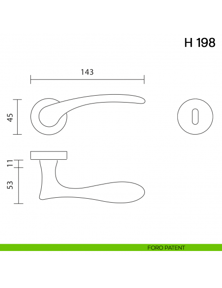 Maniglia per porta H 198 Valli collezione Fusital foro patent