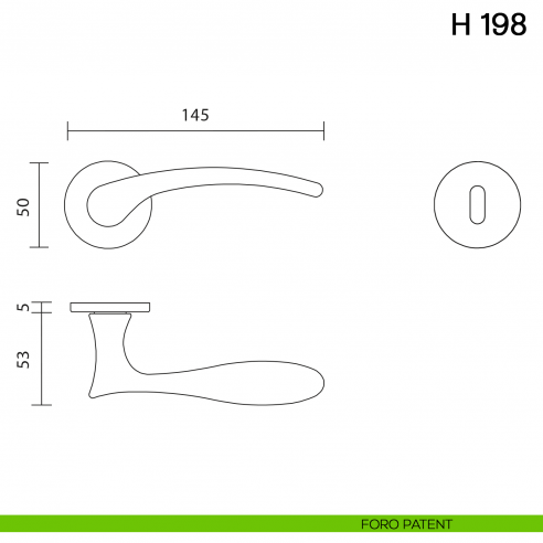 Maniglia per porta H 198 Valli collezione Fusital con rosetta fine foro patent