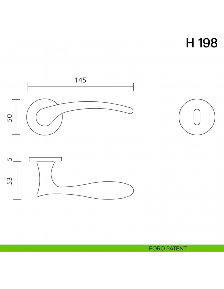 Maniglia per porta H 198 Valli collezione Fusital con rosetta fine foro patent