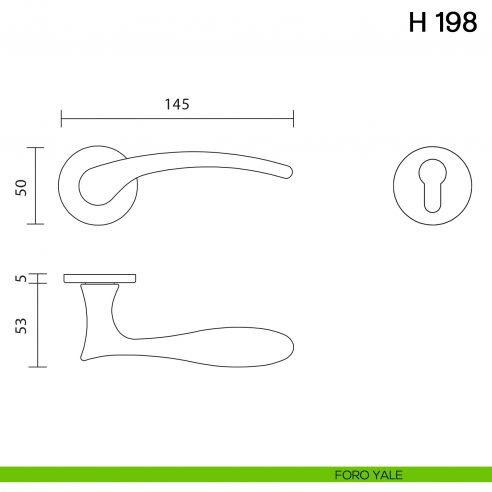 Maniglia per porta H 198 Valli collezione Fusital con rosetta fine foro yale