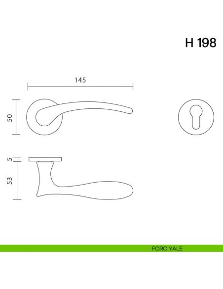 Maniglia per porta H 198 Valli collezione Fusital con rosetta fine foro yale