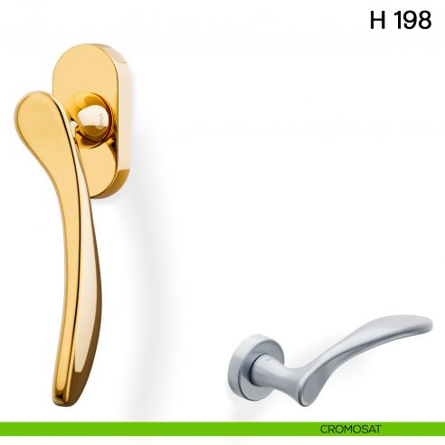 Maniglia per finestra martellina DK H 198 Valli collezione Fusital con rosetta fine cromosat