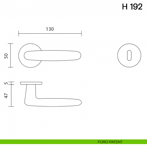 Maniglia per porta H 192 Valli con rosetta fine foro patent