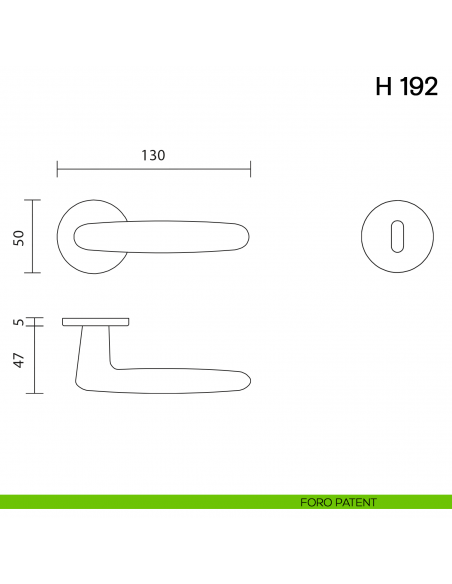 Maniglia per porta H 192 Valli con rosetta fine foro patent