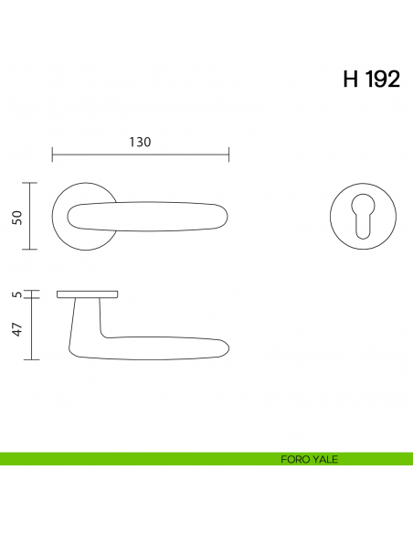 Maniglia per porta H 192 Valli con rosetta fine foro yale
